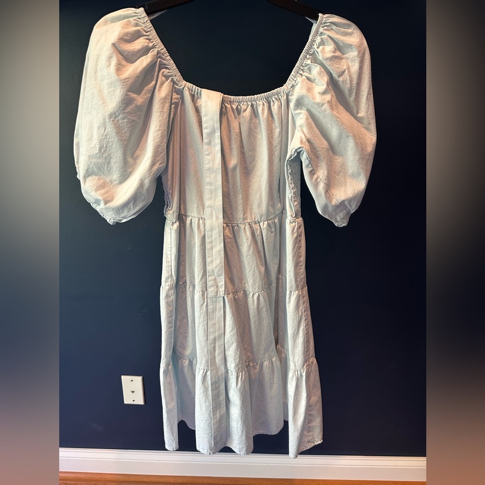 Chic Light Blue Long Sleeve Dress